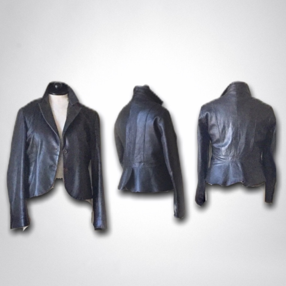 Peplum lamb skin jacket 2x